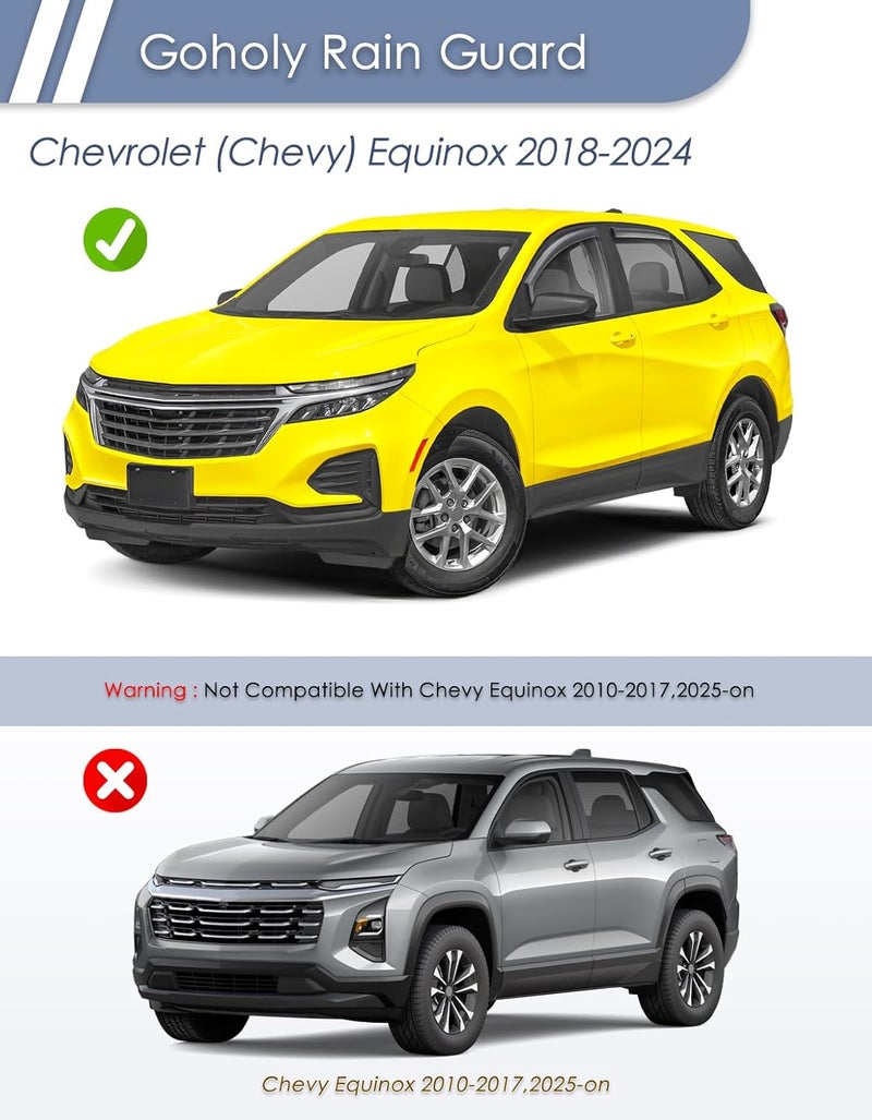 Goholy in-Channel Window Rain Guard for Truck Chevy Equinox 2018-2024 Rain Guards Side Window Visors Low Profile Vent Visor Window Deflectors Vent Shades Car Accessories-4PCS - Image 3